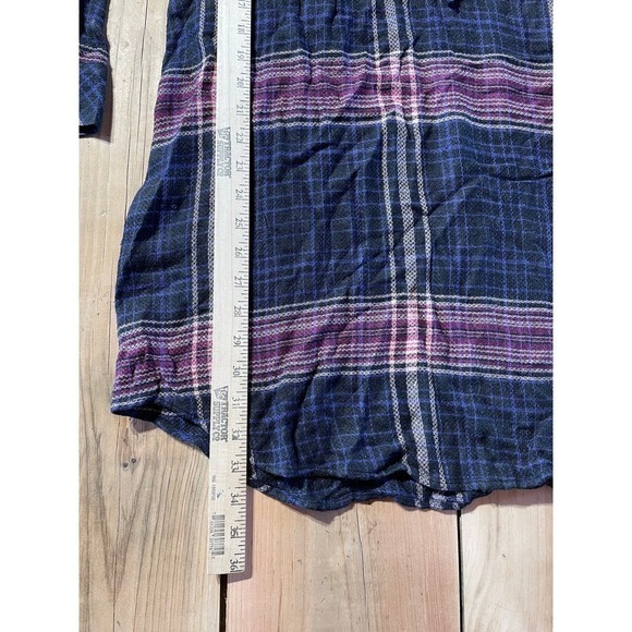 Anthropologie Cloth & Stone Plaid Boho Long Sleeve V Neck Mini Dress Size S - Picture 4 of 5
